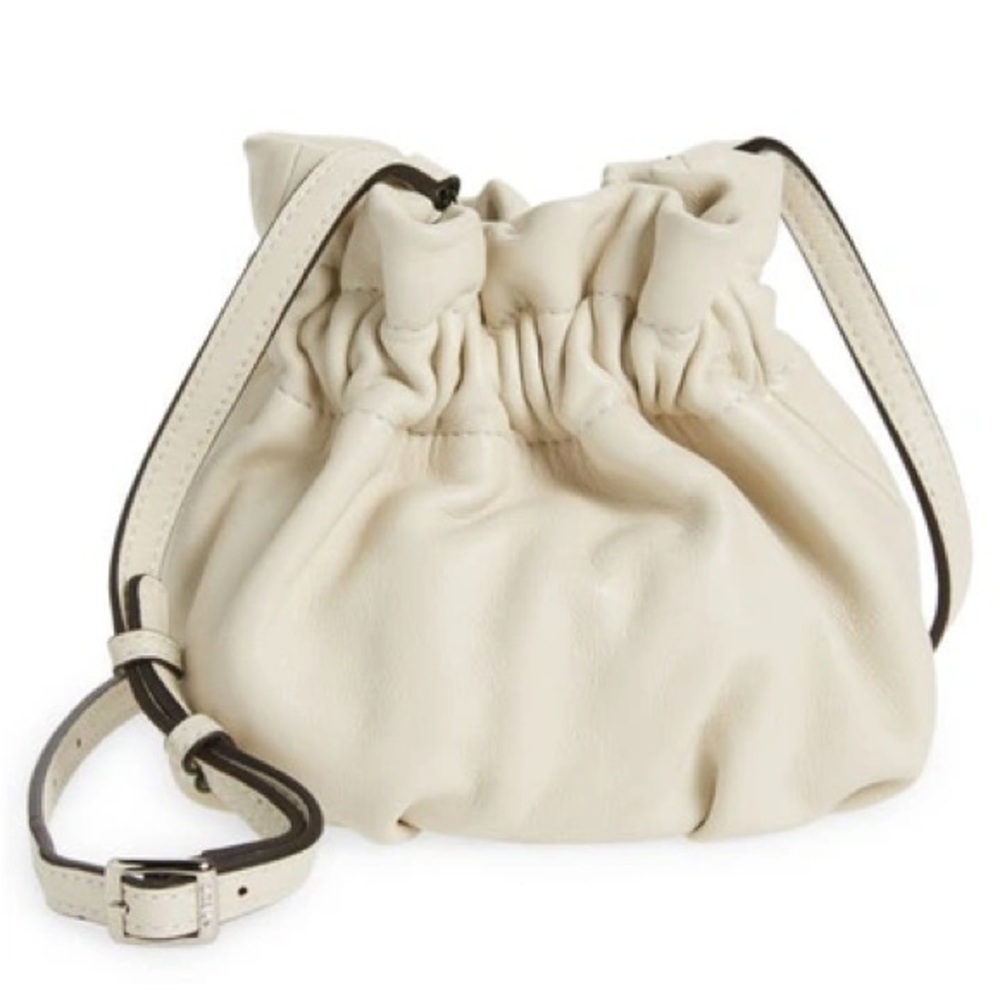 Staud Mini Grace Bucket Bag Cream Leather Crossbody NWT Adjustable Strap - Picture 2 of 9
